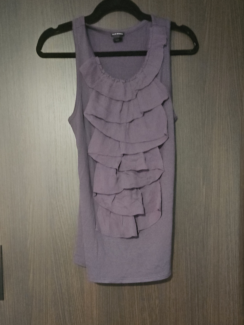 288. Club Monaco Lavender Ruffle Front Sleeveless Camisole